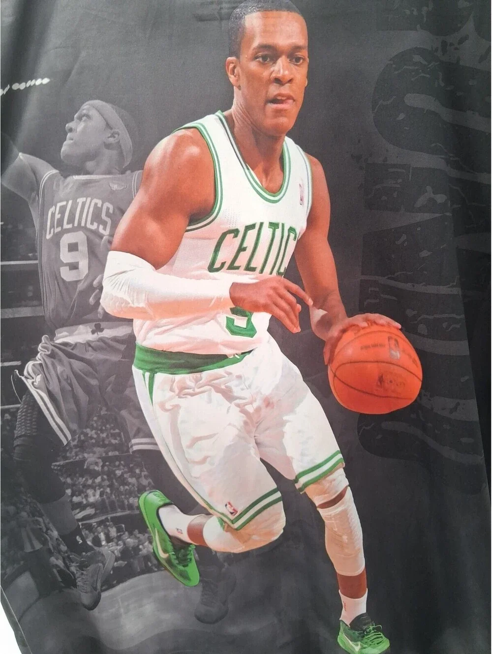 Three60 Gear Boston Celtics Rajon Rondo T Shirt Mens XL Double Sided Wicking Nba